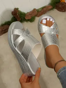 Summer New Wedge Sandals for Women, Woven Hollow Fish Mouth Platform High Heels, Fashionable Classic Outdoor Elevator Shoes