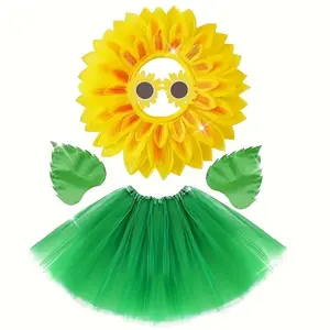 4-Piece Sunflower Costume Set Unisex for Men and Women, Party Includes Headpiece, Glasses, Gloves, Cosplay and Carnival