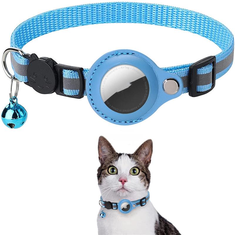 Nylon Collar Reflective Waterproof Holder Case for Airtag Air Tag - Cat Dog Kitten Puppy - Solid Color - Four Seasons Universal