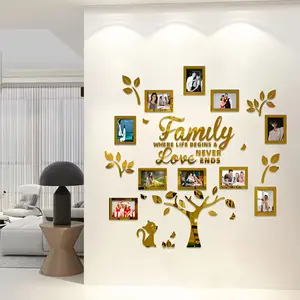 1pcs Glossy Removable Acrylic Family Tree Decorative Wall Art Stickers - DIY Photo Frame Wall Decor for Home Living Room, Ideal Gift for Weddings, Mother's Day, Birthdays Decoration Bedroom