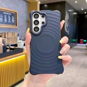Phone Case For Samsung S24 S23 FE S25 S26 Plus Ultra 5G Water Ripple Silicone Magnetic Case Wireless Charge Soft Cover