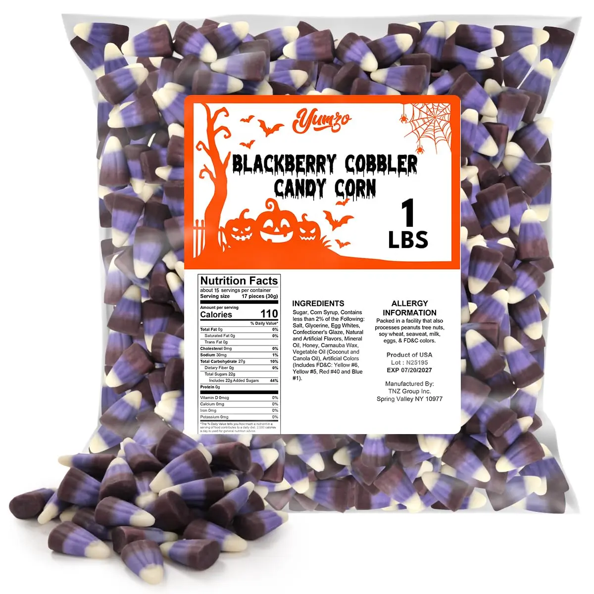 Blackberry Cobbler Flavor Candy Corn, 1 lb Bulk Halloween Snack Pack