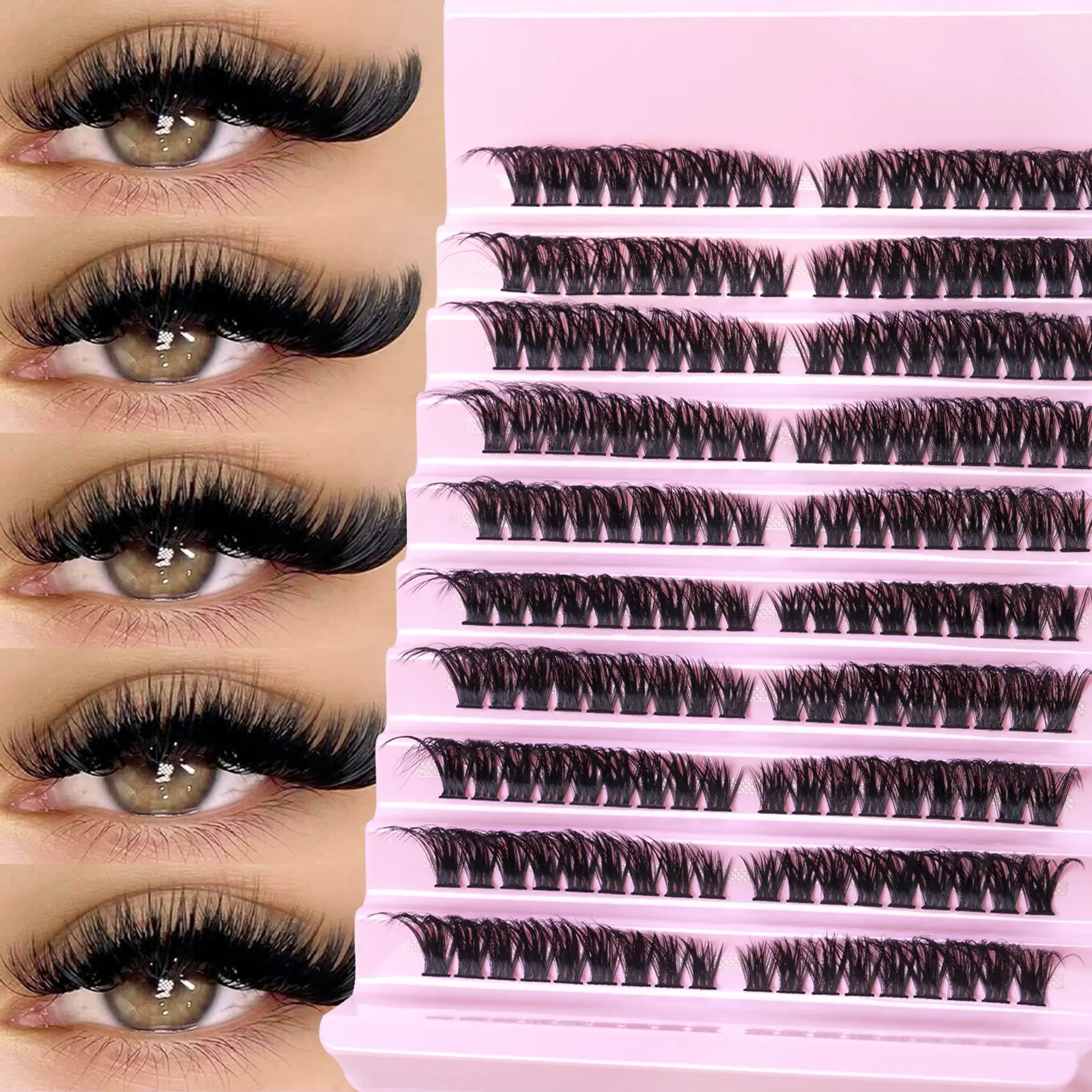 Lightweight Fluffy Individual Eyelashes, Natural Makeup Look, Reusable DIY False Lashes, Best Gift for Daughter, Eyelash Extension Supplies, Fluffy Eyelashes Cluster, False Eyelash Extensions