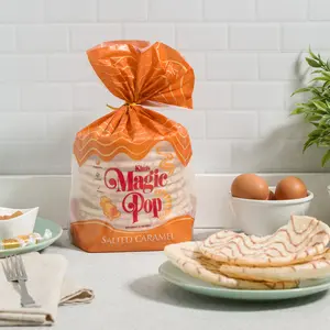 Kim's Magic Pop - Salted Caramel Flavor Drizzled | 6 Bags | 12 Cakes per Bag | Low Carb, No Trans Fat, All Natural, Multigrain Korean Snack | Crunchy, Easy Bread, Chip, Cracker Replacement Crispy