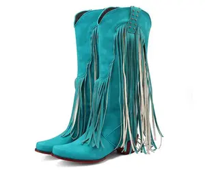 Tassel decorated fashionable Western boots cowboy boots  cowgirl boots