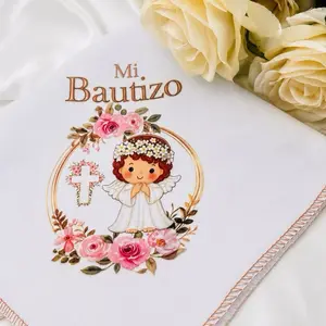 Cloth Napkins, 12pcs 12x12in Baptism Favor Napkins, 100% Polyester, Festive Party Supplies for Baptism Memories