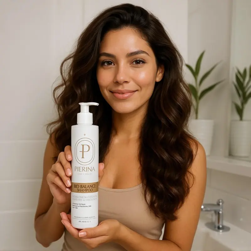 Pierina's Bio-Balance Shampoo - Gentle Nourishing Formula with 12 Natural Extracts for Healthy Vibrant Hair - Biotin Onion Collagen Rosemary & Panthenol - Preservative Free Salt Free Conditioner Haircare Cleansing Cleanser