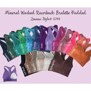 6144 ribbed padded short racing back mineral washed vest, comfortable and stretchy women's crop topRAIMENTRY