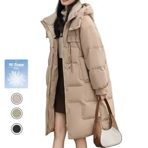 YAYA Women's Long Hooded Thermal Puffer Jacket Windproof Warm Long Sleeve Down Jacket Casual Winter Fashion Outdoor Coat Womenswear holiday gift