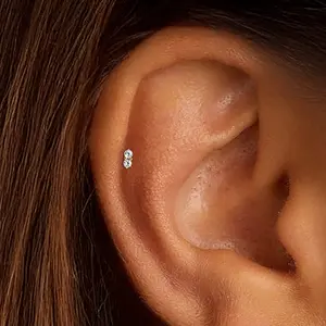 Double Stud CZ Titanium Flatback Stud