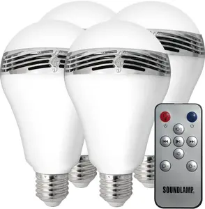 Tunes2Go BML-F04 Cool White Dimmable LED SoundLamp Light Bulb with Bluetooth Speaker & Bluetooth Amplifier Speakers, 1-to-N Function, Pack of 4