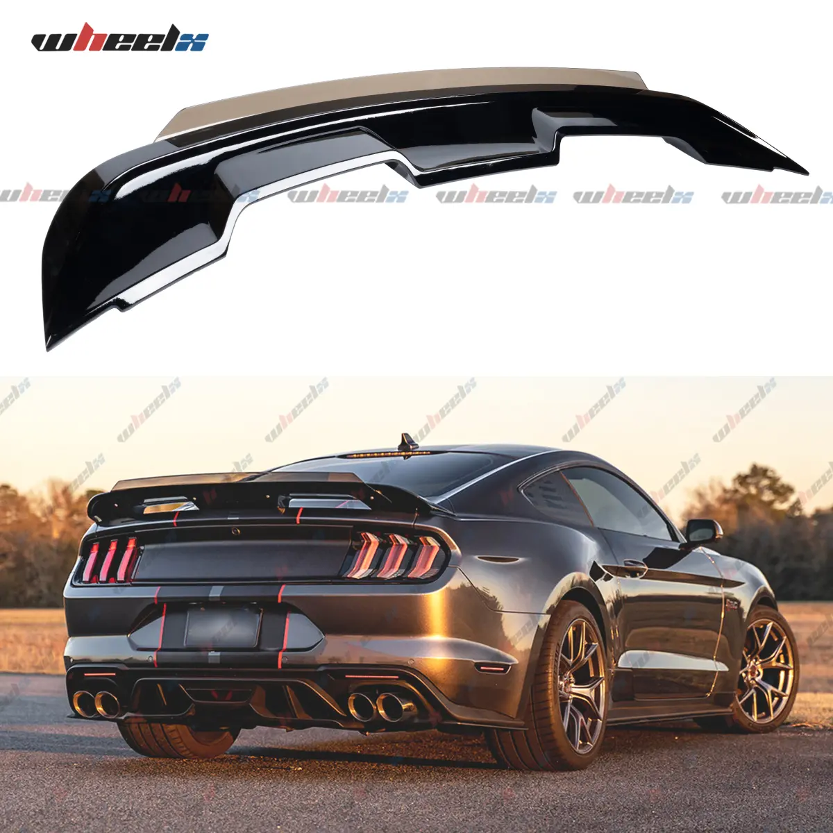 2015-2023 Ford Mustang GT500 - Carbon Fiber Wicker Trunk Spoiler with Smoked Cover