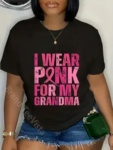 100% Cotton Unisex I Wear Pink for My Grandma Breast Cancer Awareness T-Shirt