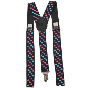 Tri Colored Heart Suspenders | Adjustable Y-Back Suspenders with Silver Clasps for Men, Women & Teens - Party Dress Up Costume Accessory - Unisex Fashion