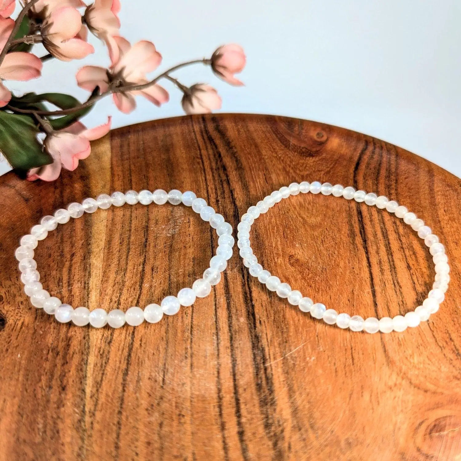 Rainbow Moonstone 7 Inch Beaded Bracelet