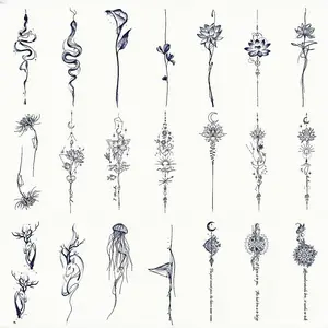 Snake & Flower Pattern Temporary Tattoo Sticker, 21 Sheets Waterproof Temporary Tattoos Long Lasting Fake Tattoo Sticker, Body Art Magic Tattoo for Women & Girls