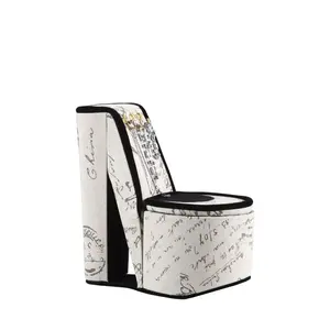 9" Tall Display Jewelry Box with Hooks High Heel Shoe Design Stencil Letter Print