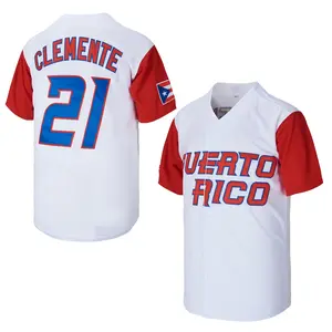 Men's #21 Puerto Rico Clemente World Game Classic Baseball Jersey Embroidery Baseball Jerseys baseball shirt baseball top