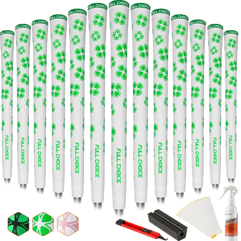 Clover-Luck Style 4-Leaf Clover 13 Golf Grips - Vibrant Multi-Color, Anti-Slip Secure Hold, Premium Feel, Versatile for Casual & Pro Golfers, Essential Golf Gear