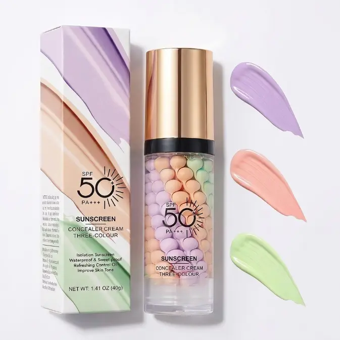SADOER Sheer Hydrating Face Primer 3en1 Colorful Primer Sheer Natural Finish Color Correcting Makeup Base Daily Makeup Routine Primer Peach Lavender White
