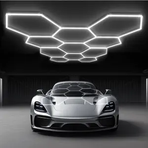 LUMENFOX 2025 Upgraded DIY Plug-In Honeycomb LED Ceiling Lights, 110LM/W Efficient Hexagon Garage Lighting for Garages, Supermarkets, Malls, Car Shows. Basements, Hexagonal Ceiling Lights and Holiday Decor like SpringGlowUp