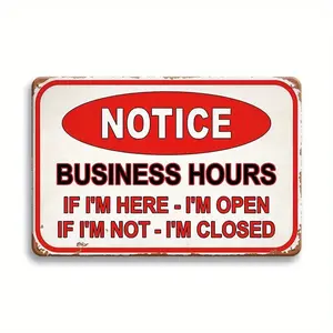 Metal Sign Notice Business Hours Open And Closed Sign Retro Vintage Metal Sign For Business Stores, Bars, Cafe Barber Shops Indoor/Outdoor Decor