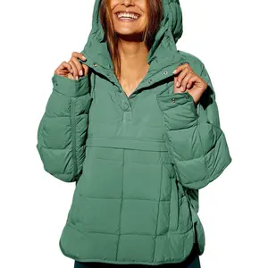 UTCOCO Women’s Quilted Packable Puffer Jacket with Hood – Oversized Winter Coat for Outdoor, Black & Fitted