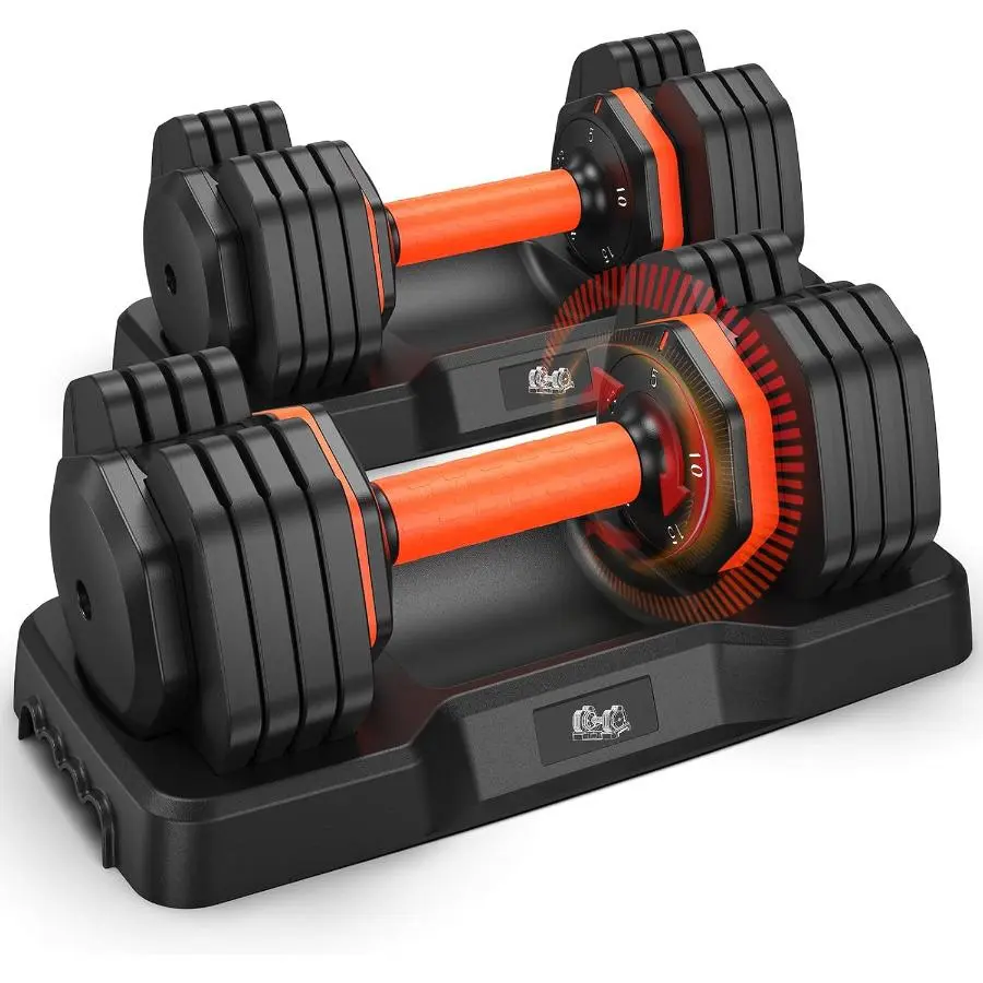 2025 Updated Adjustable Dumbbell Set of 2 with 110lbs 50lbs Capacity Compact Storage Box Included 25lbs 55lbs Adjustable Weight