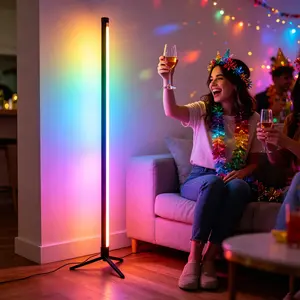 1pc RGB LED Floor Lamp with Music Synchronization Function, Press Key Control, USB Power Supply, Home Decor Light, Colorful Ambient Light, Ambient Lights for Bedrooms, Living Rooms, Standing Light, Led Mood Light, Atmosphere Lighting