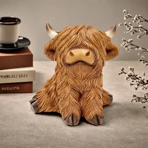 Adorable Highland Cow Resin Statue, Cute Cow Design, Cow Statues, Resin Animal Sculptures, Cute Animal Sculpture for Home and Office Decor, Home Decoration, Perfect Gift for Christmas, Valentine's Day, Thanksgiving