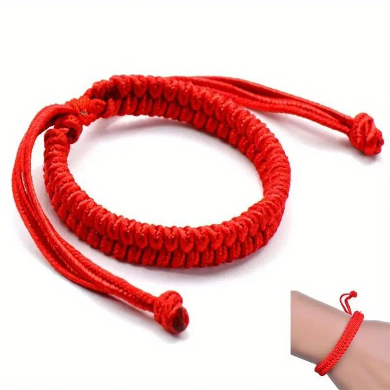 Unisex Adjustable Red String Bracelet - Pure Hand-Weaving, Vintage Vibe, Simple Weave Charm, Natural-Synthetic Line Bangle, Modern Wear, All Seasons Fashion Costume Jewelry Accessory (1-Piece)