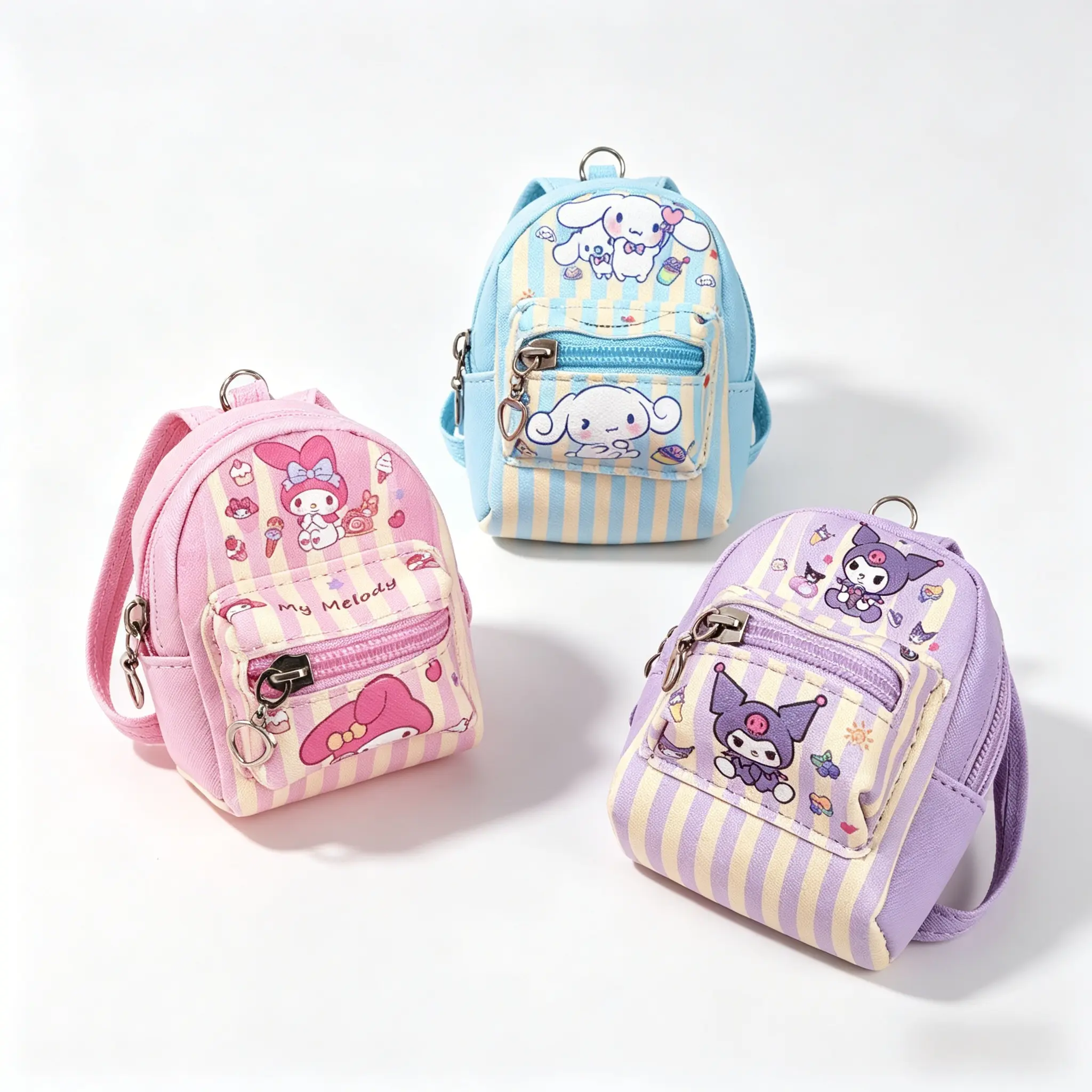 Sanrio Mini Backpack Coin Purse Keychain Set for Everyday Use Compact Portable Design Ideal for Sanrio Fans