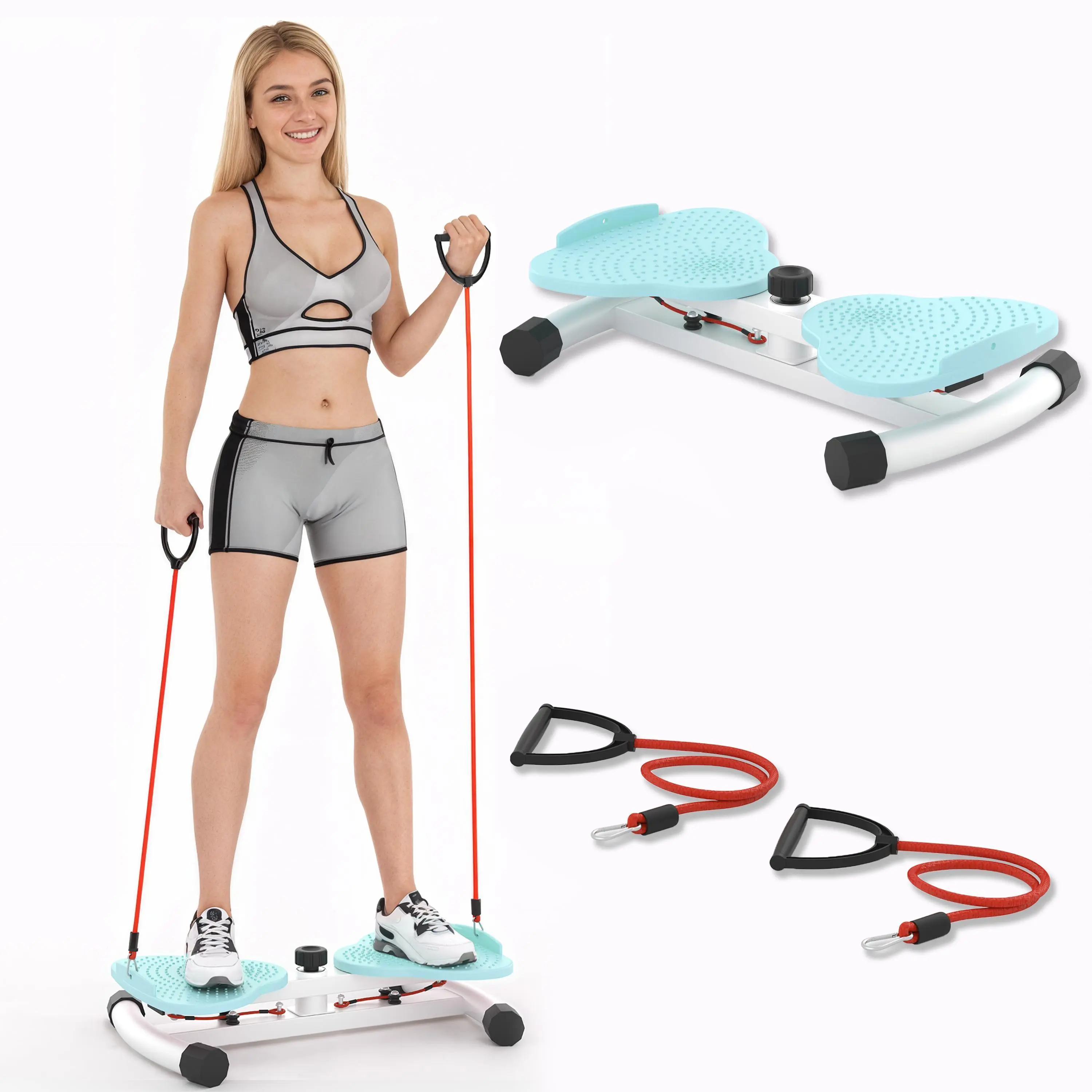 Women's Waist Twisting Machine - Twisting Plate with 2 Adjustable Resistance Bands, 300LBS Capacity, Compact Full Body Workout Platform, Home Indoor Family Fitness Gear (Home Supplies)
