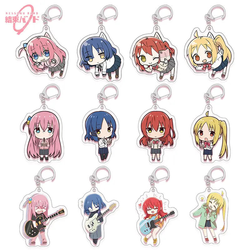 Bocchi the Rock! Cute Keychains, Kawaii Acrylic Anime Character Figure Pendant for Backpacks and Keys, Keychain Kawaii, Diy Acrylic Keychain