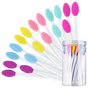 24Pcs/Set Lip Scrub Brush Silicone Lip Scrubber Exfoliator with Container,Double Sided Soft Cleansing Brush Tool for Men Women,Lightening Dark Lips,New Year Gifts,Hand Tools Kits