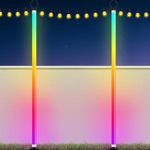 Rcuical 2-Pack RGB+IC String Light Pole Ambient Light,Outdoor Clip-on Chasing Effect Lighting, Waterproof Neon Atmosphere Lights for Patio Outdoor Living Camping Party