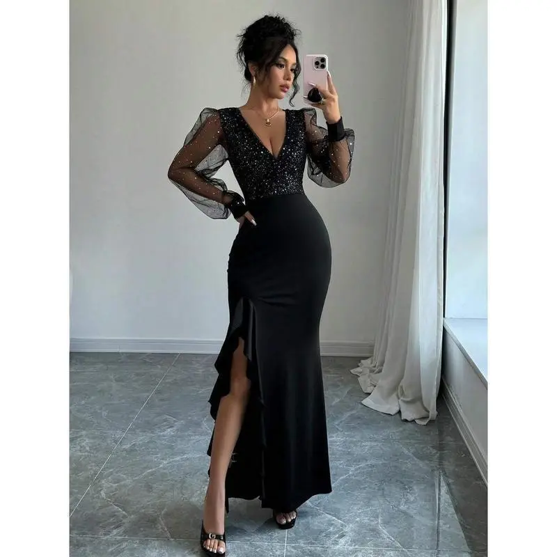 black dress with slit elegant - TikTok Shop black dress with slit elegant - TikTok Shop