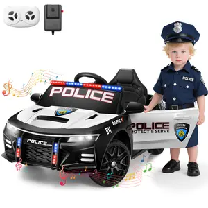 Hikole Ride on Police Car for Kids - 12V Electric Cop Cars with Remote Control, Siren, Flashing LED Lights, Megaphone, Music Player, Seat Belt, Gift for Boys Girls