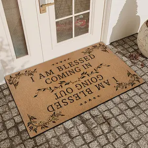1Pc Blessing Message Printed Door Mat Linen Surface Diatomaceous Mud Anti Slip And Absorbent Entrance Front Door Mat Indoor And Outdoor Printed Door Mat Kitchen Restaurant Bathroom Bedroom Decor Holiday Home Decor