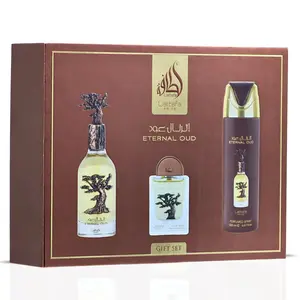 Lattafa Pride Eternal Oud 3-Piece Eau de Parfum Gift Set | Lush Fruit, Powdery Florals & Opulent Smoke (Gift Set)