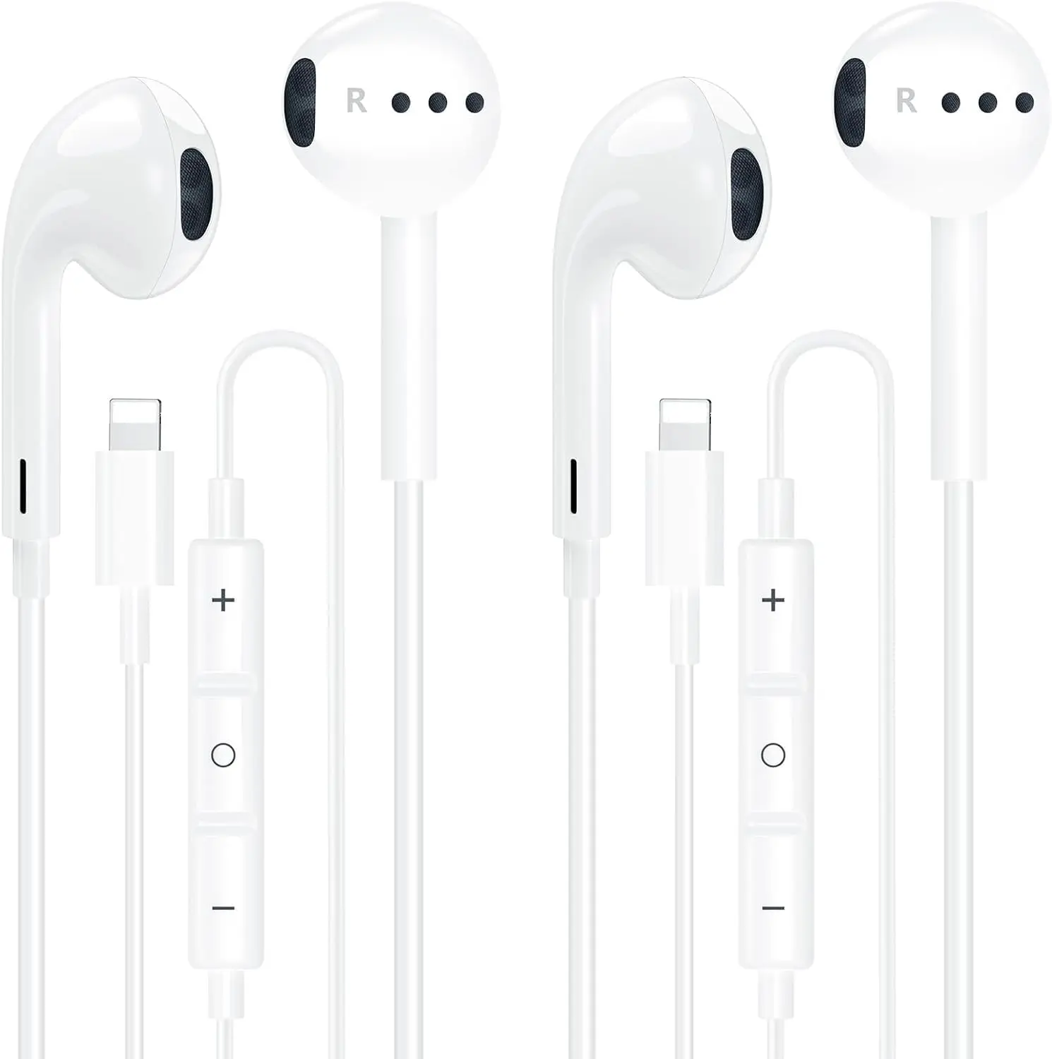 2 Pack Wired Lightning Earbuds with Microphone & Volume Control, In-Ear Headphones Compatible with iPhone 14/13/12/11/XR/XS/X/8/7/6
