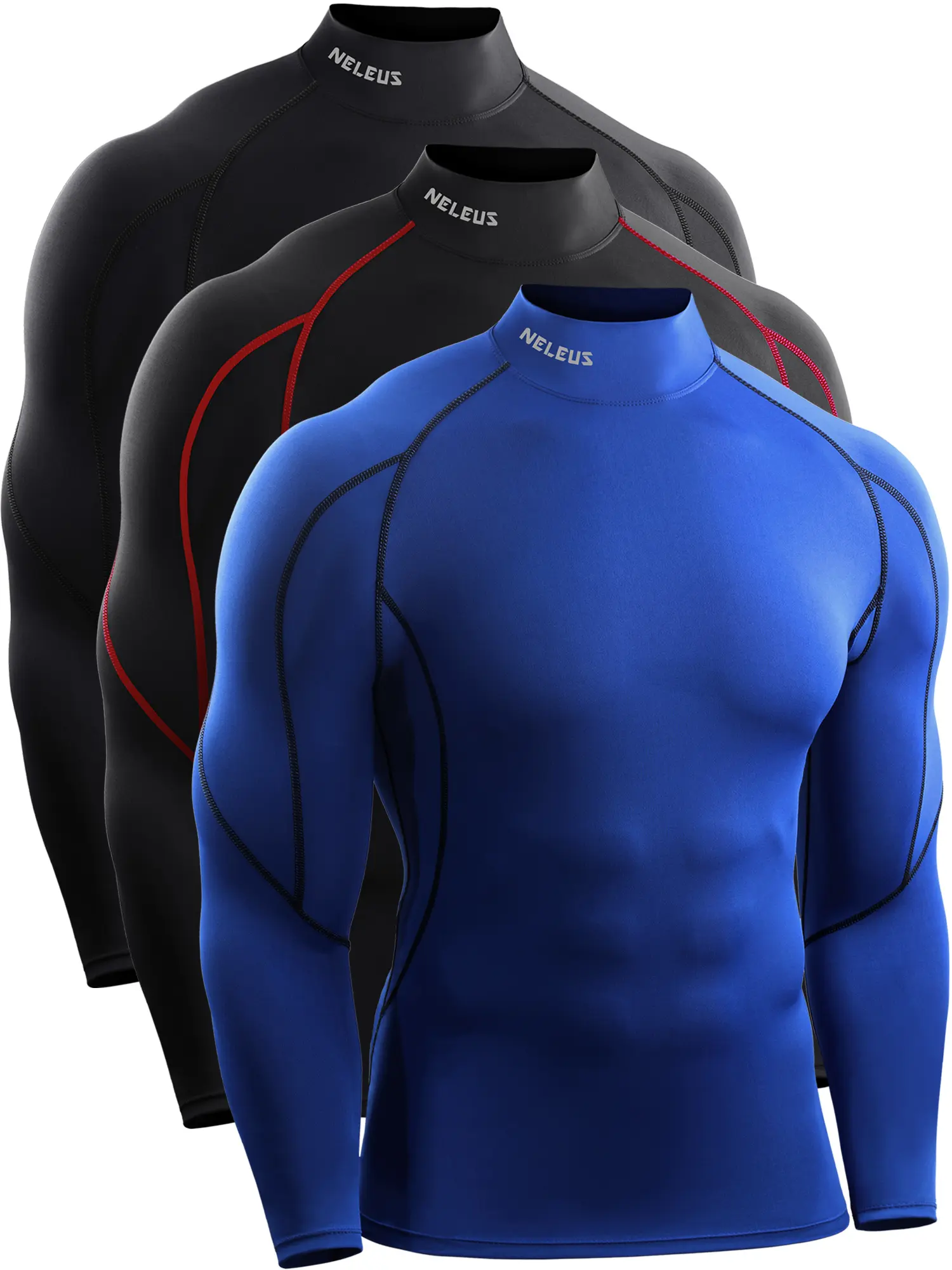 NELEUS Men's 3 Pack Athletic Compression Shirt Running Shirts Activewear Quick Drying Top summerwins