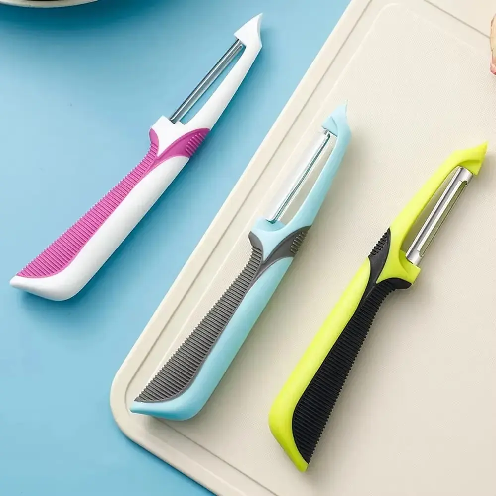 Sharp Durable Stainless Steel Peeler, Multifunctional Manual Fruit Vegetable Cutter, Ergonomic Handle Kitchen Gadget for Potato Apple Carrot Quick Peeling