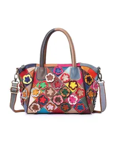 Women's Colorblock Floral Patchwork Design Tote Bag, Large Capacity Shoulder Bag, Casual Trendy Versatile High-quality Daily Commuting Bag, Girl Fashionable Bag