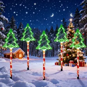 4pcs Christmas Lawn Lights Battery Powered, 8 Lighting Modes, Outdoor Holiday Decorative Ground Stake Lights, Garden Pathway Decoration