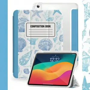 This beach shell notebook case features an adjustable stand and pen holder, and is made of foldable, non-slip TPU material. It's suitable for Samsung, iPad mini, iPad Air, iPad Pro/iPad 10th and 11th generation iPads.