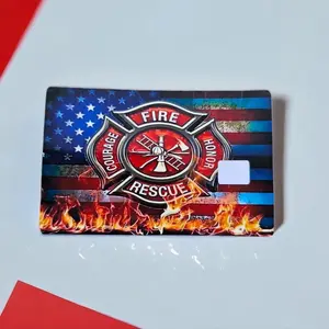Firefighter with American Flag credit/Debit Card Skin | Aesthetic Credit Card Skin Sticker