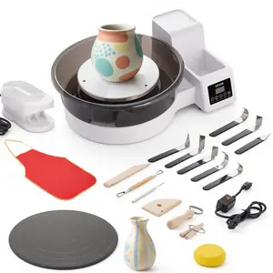【DealsForYouDays】VEVOR Pottery Wheel for Adults, 14" and 11" Turntables, 450W Electric Table Top Pottery Wheel with Foot Pedal, 30-300 RPM Adjustable Speed, Detachable Basin, for Beginners, DIY Clay Art Craft, White