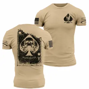 Death Dealer Shirt, Ace Of Spades Skull Graphic Tee, Silent Warrior Tactical Shirt, Vintage Military Style Shirt, Dark Patriotic Streetwear Menswear & Underwear - Men's Tops - T-Shirts