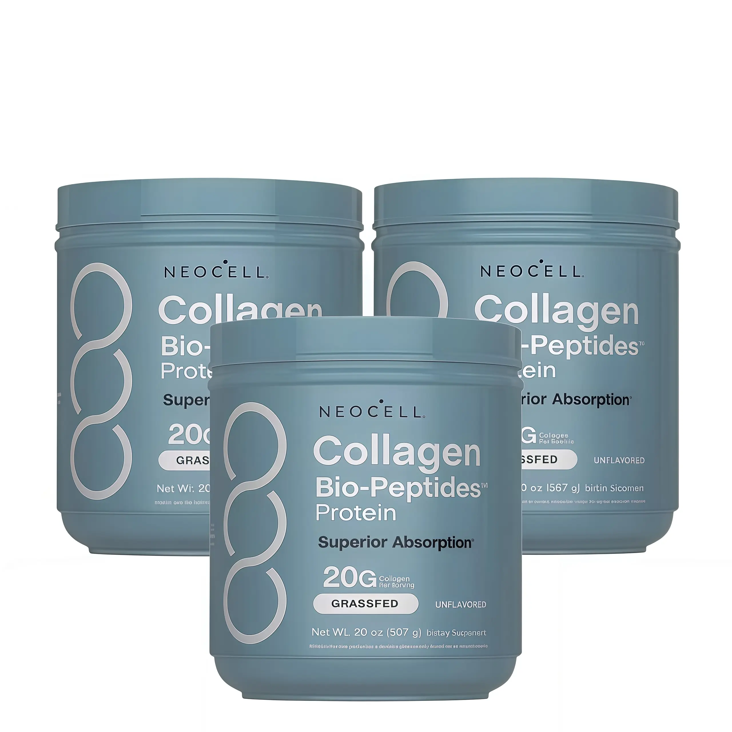 3XX- NeoCell Collagen Bio-Peptides Powder 20oz - Grassfed Protein Supplement - Advanced with 18 Essential Amino Acids